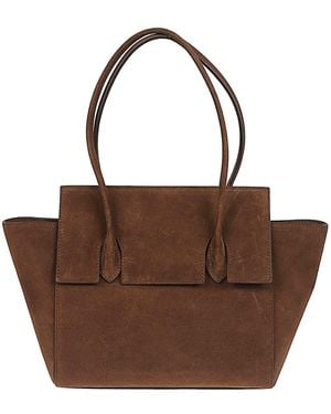 ROUNN Felice Flap Leather Tote Bag - Brown