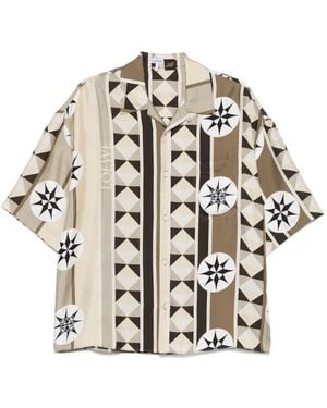 Loewe X Paula's Ibiza Geometric-Print Silk Shirt - Brown