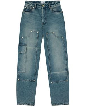 Ganni Straight Mid Rise Jeans - Blue
