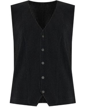 Homme Plissé Issey Miyake Pleated V-Necked Vest - Black