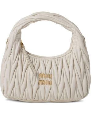 Miu Miu Wander Small Leather Hobo Bag - White