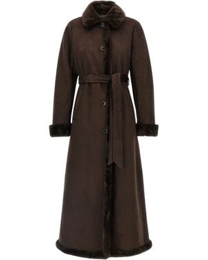 Ralph Lauren Faux-Shearling Trimmed Belted Coat - Brown