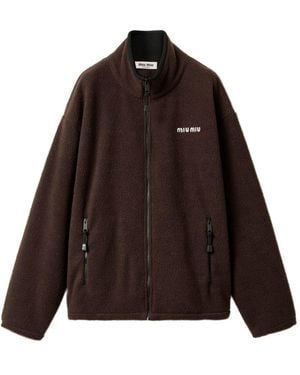 Miu Miu Fleece Blouson Jacket - Brown