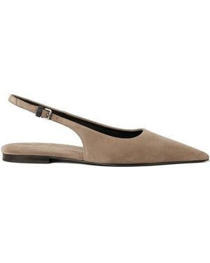 Brunello Cucinelli Leather Slingback Ballets - Natural