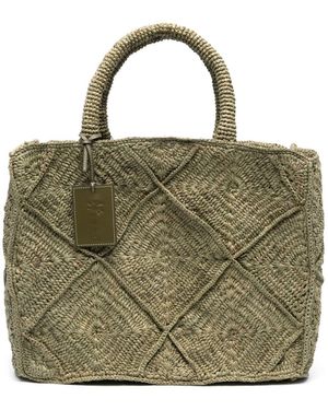 Manebí Sunset Large Crochet Raffia Tote Bag - Green