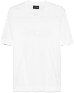 Emporio Armani T-Shirt Con Logo Ricamato - Bianco
