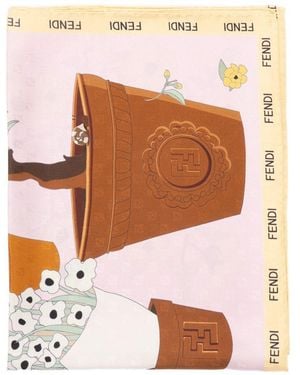 Fendi Printed Silk Foulard - White