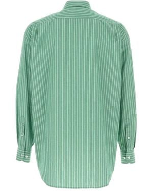The Row Miller Striped Cotton Shirt - Green