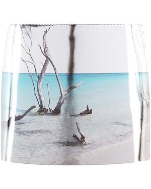 Prada Printed Leather Mini Skirt - Blue