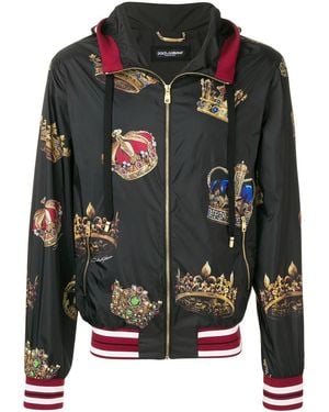 Dolce & Gabbana Giubbotto Con Stampa Corone - Nero