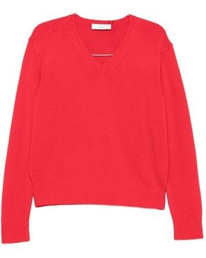 DUNST Wool And Cashmere V-Necked Jumper - Red