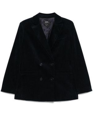A.P.C. Midnight Cotton Blazer With Double-Breasted Design - Black