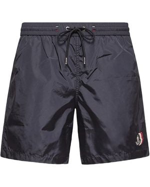 Moncler Swim Shorts With Patches - Blue