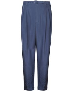 Saint Laurent Habutai Silk Trousers - Blue