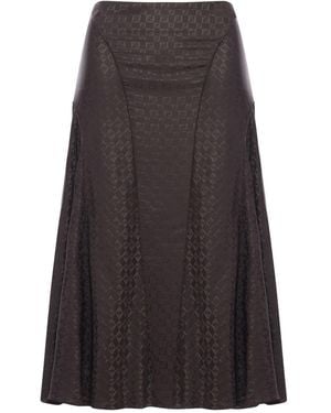 Fendi Ff Jacquard Silk Skirt - Grey