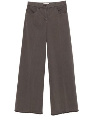 Via Masini 80 Cotton Wide-Leg Trousers - Grey
