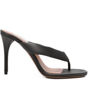 Alaïa Leather Thong Sandals - Grey