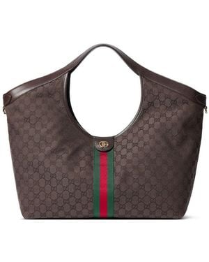 Gucci Borsa Tote Grande Giglio - Marrone