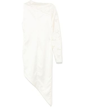 Genny One Shoulder Midi Dress - White