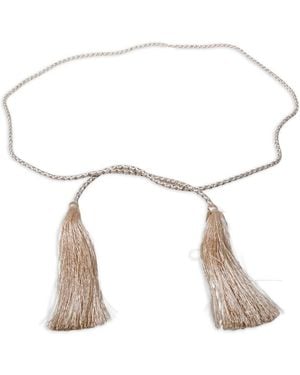 forte_forte Crystals And Tassels Belt - White