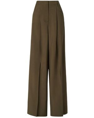 Fendi Wool Wide-Leg Trousers - Green