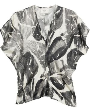 Alysi Printed Silk Shirt - Grey