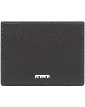 Ferrari Garnet Leather Card Holder With Printed Logo - White