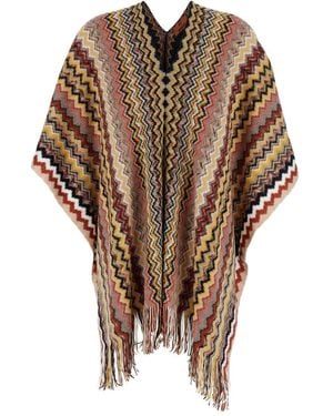 Missoni Poncho With Fringes - Brown