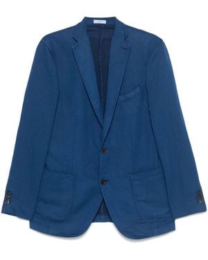 Boglioli Tailored Cotton Jacket With Front Buckle - Blue