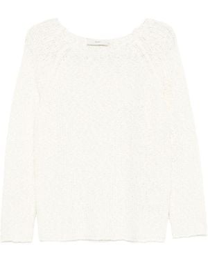 DUNST Crochet Crewneck Sweater - White