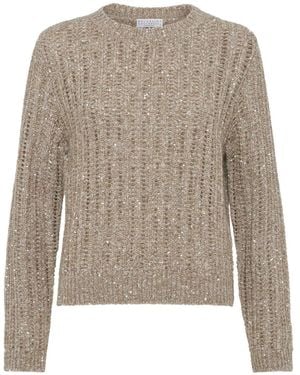 Brunello Cucinelli Wool Crewneck Jumper - Natural