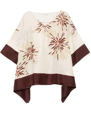 Brunello Cucinelli Printed Silk Blouse - Natural