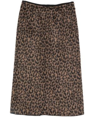 Alysi Wool Midi Skirt - Brown