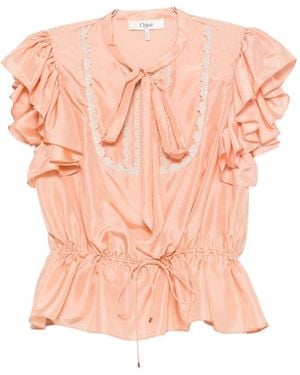 Chloé Silk Rouched Top - Pink