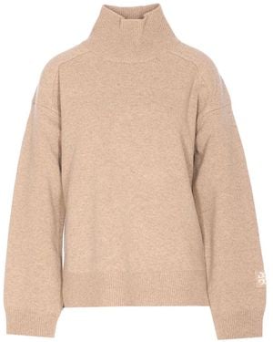 Tory Burch Wool Turtleneck Jumper - Natural
