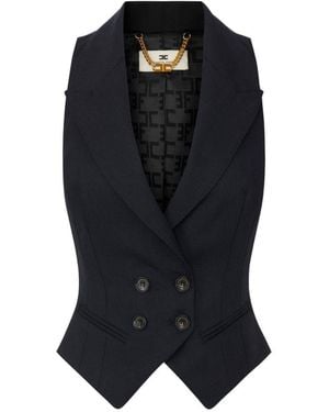 Elisabetta Franchi Wool Double-Breasted Vest - Blue