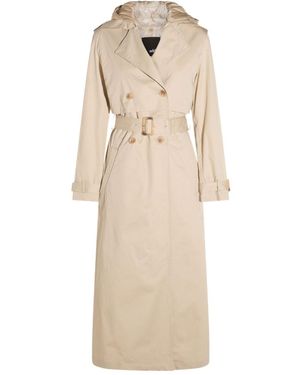 Add Trench Coat With Hood - Natural