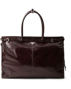 Prada Leather Shopping Bag - Brown