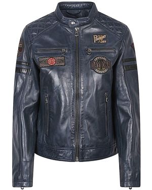 Daytona 73 Walkora Leather Moto Jacket - Blue