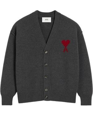 Ami Paris Ami De Coeur Cardigan - Black