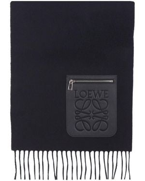 Loewe Anagram Wool And Cashmere Scarf - Blue