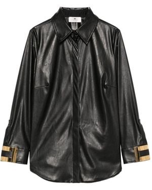 Elisabetta Franchi Faux Leather Shirt - Black