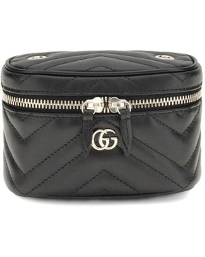 Gucci Gg Marmont Leather Vanity Case - Black