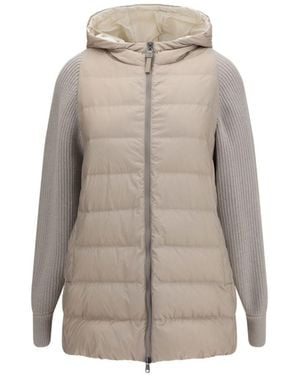 Brunello Cucinelli Midi Padded Jacket - Natural
