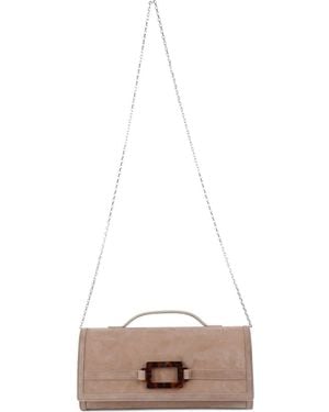 Roger Vivier Belle Vivier Leather Clutch - White