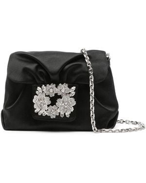 Roger Vivier Rv Bouquet Satin Clutch - Black