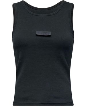 MM6 by Maison Margiela Logo Cotton Tank Top - Black
