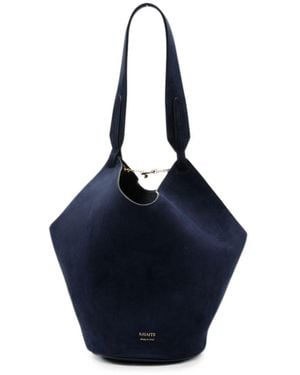 KHAITE Lotus Mini Leathe Bucket Bag - Blue