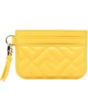 Fendi Nappa Leather Baguette Card Case With Ff Motif - Yellow