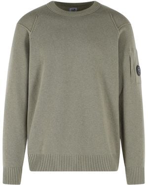 C.P. Company Lens Crewneck Knitted Jumper - Grey